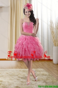 Gorgeous Sweetheart 2015 Dama Dress with Ruffles and Beading