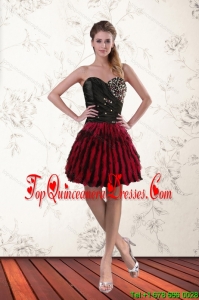 Multi Color Sweetheart Quinceanera Dama Dresses with Ruffles and Beading