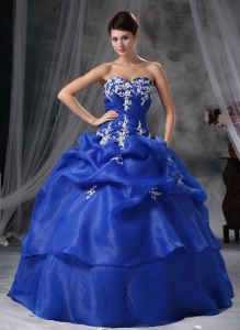 Discount Blue Embroidery Sweetheart Quinceanera Dress