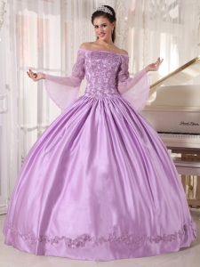 Off The Shoulder Lavender Embroidery Quinceanera Dress