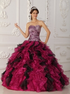 Multi-color Leopard Sweetheart Organza Quinceanera Dress