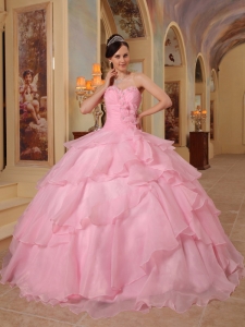 Light Pink Sweetheart Beading Sweet 15 Quinceanera Dress