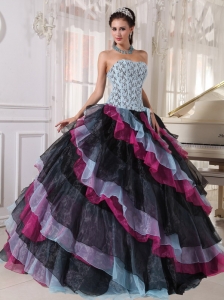 Multi-color Quinceanera Dress In Pink Purple Black And Blue