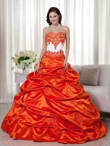 Shimmering Orange Pick-up Embroidery Quinceanera Dress