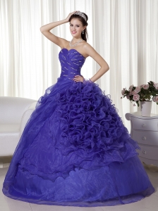 Purple Sweetheart Beading Organza And Tulle Quinceanera Dress