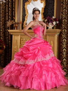 Discount Hot Pink Quinceanera Dress Ruffles and Embroidery