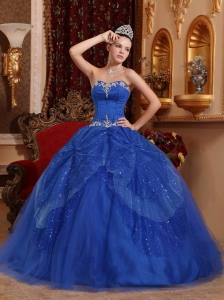 Sweetheart Royal Blue Quinceanera Dress Sequin Fabric