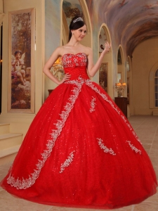 Red Quinceanera Dress Sweetheart Embroidery Sweetheart