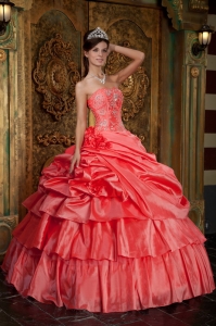 Discount Watermelon Beaded Quinceanera Gowns Dress