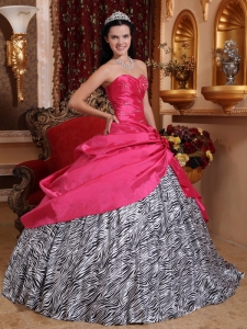 Elegant Hot Pink Sweet 16 Dress Sweetheart Zebra Print