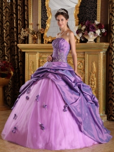 Exclusive Lavender Strapless Taffeta Quinceanera Dresses