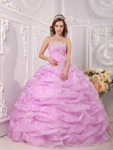 Exclusive Strapless Organza Pick-ups Pink Quinceanera Dress