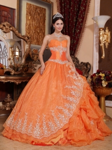 Gorgeous Quinceanera Dress Orange Sweetheart Embroidery