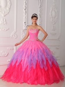 Lovely Multi-color Quinceanera Dress Ruffle Sweetheart 2013