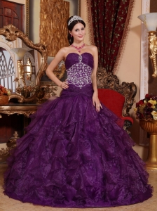 Purple Dresses of 15 Sweetheart Sequins and Ruffles Dropped