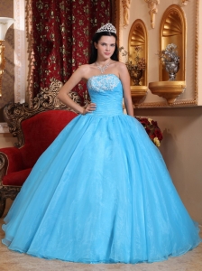 Discount Baby Blue Ball Gown Quinceanera Dress Appliques