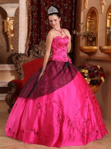 Quinceanera Dress Hot Pink Sweetheart Embroidery Beading