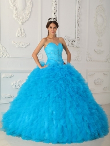 Teal Quinceanera Dress Sweetheart Beading Ball Gown