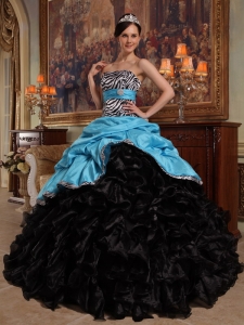 Sweetheart Aqua Blue and Black Quinceanera Dress Pick-ups