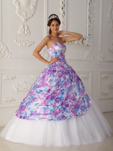 Vintage Multi-color Quinceanera Dress Sweetheart Printing