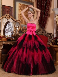 Strapless Beading Quinceanera Dress Cascading Ruffles Tulle