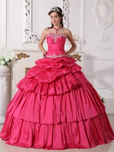 Detachable Hot Pink Quinceanera Dress Sweetheart Taffeta