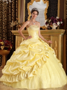 Quinceanera Dress 2013 Beaded Ball Gown Light Yellow