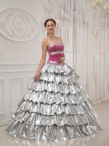 Quinceanera Dress Sweetheart Strapless Beading Silver 2013
