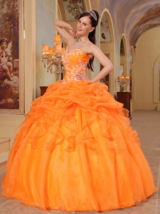 Quinceanera Dress Sweetheart Appliques Ball Gown Light Orange