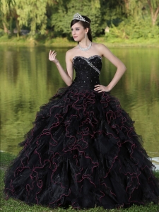 Beaded Sweetheart and Black Ball Gown 2013 Quinceanera Dress