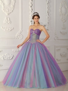 Multi-color Quinceanera Dress Sweetheart Tulle Beading Ball Gown