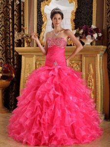 Hot Pink 2012 Quinceanera Dress Sweetheart Beaded