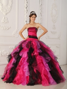 Multi-color Quinceanera Dress Strapless Appliques and Ruffles
