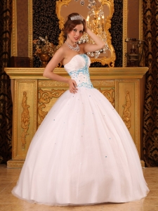 Strapless Beading White Ball Gown Quinceanera Dress