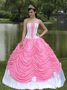 Quinceanera Dress With Strapless Rose Pink and Pick-ups