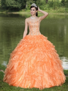Orange Quinceanera Dress Sweetheart Beading and Layers