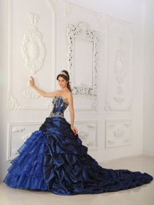Royal Blue Sweetheart Applique Quinceanera Dress Chapel