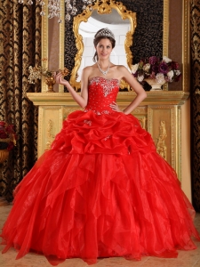 Red Sweetheart Quinceanera Dress with Beading and Appliques