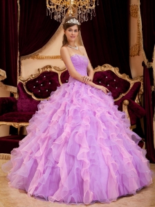 Lavender Quinceanera Dress Sweetheart Organza Beading