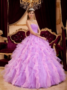 Lavender Quinceanera Dress Sweetheart Organza Beading