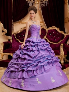 Lavender Quinceanera Dress Sweetheart Taffeta Appliques