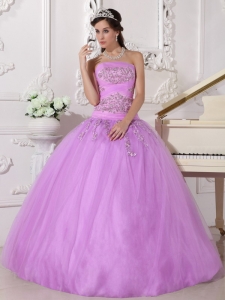 Lavender Quinceanera Dress Strapless Taffeta Tulle Beading