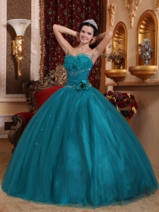 Teal Quinceanera Dress Sweetheart Tulle Beading Sweet 16