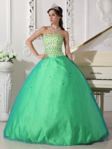 Sweet Green Tulle Beading Quinceanera Dress Sweetheart