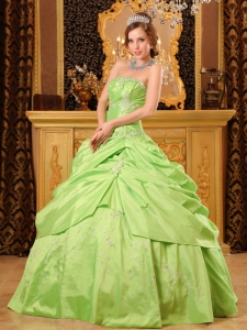 Unique Spring Green Quinceanera Dress Strapless Taffeta