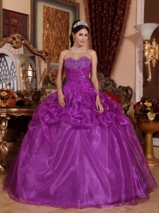 Eggplant Purple Quinceanera Dress Sweetheart Beading Ball Gown