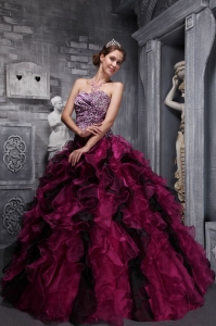 Zebra Printing Fuchsia and Black Quinceanera Dress Ruffles