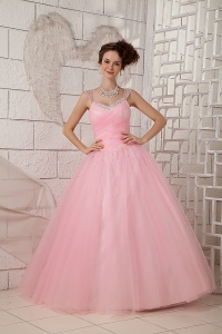 Pink Straps Sweet 15 Quinceanea Dress Tulle Beading New