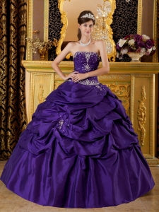 Appliques Sweet 16 Dresses for Purple Quinceanera Strapless