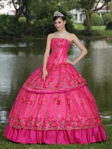 Hand Made Flowers Beading Sweet Sixteen Quinceanera Dress